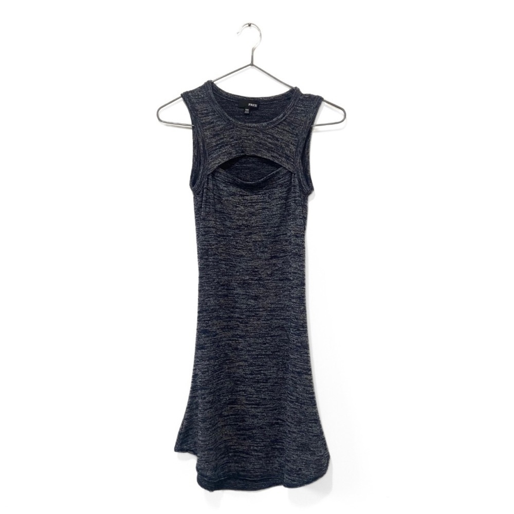 Wilfred Free | Aritzia Blue/Grey Marled Cut-Out Soft Mini Dress Size XXS